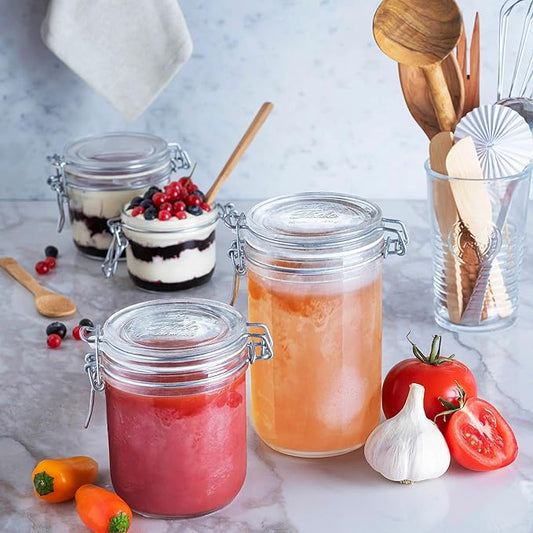 Bormioli Rocco Fido Cylinder 25.25 oz Airtight Glass Jar (Set of 2) - BPA-Free, Dishwasher & Microwave Safe - Clear Canister Ideal for Food Storage, Canning, Fermentation, Home Kitchen Organization