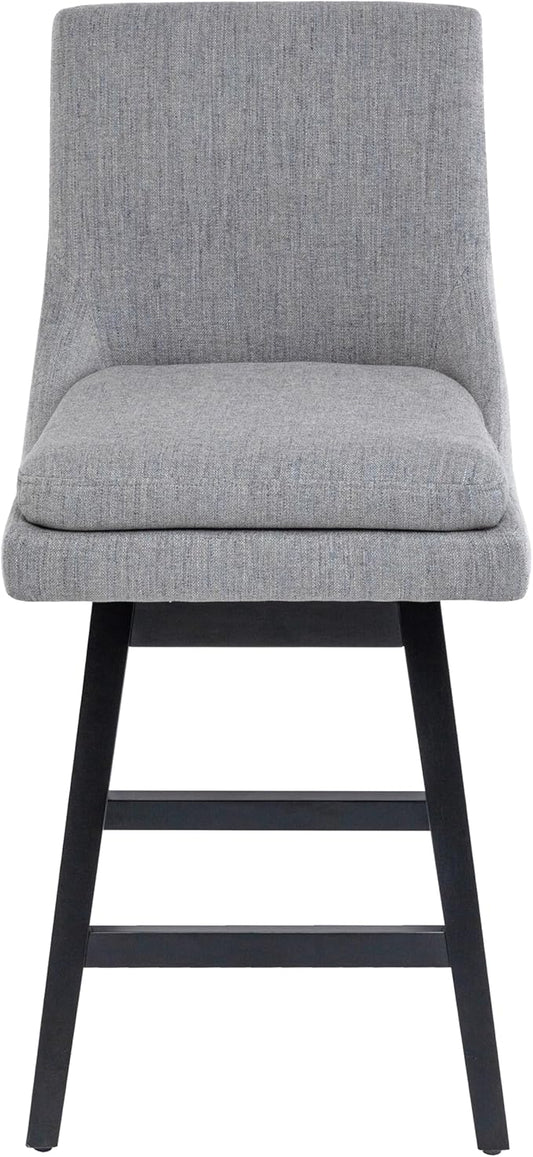 Bar Stools Set of 4, 26 Inch Upholstered Barstools with 14.2" High Back and Footrest, Swivel Counter Height Barstools for Kitchen Island Home Bar Performance Fabric Gray