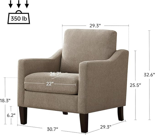 VKNOW Mid Century Modern Accent Chairs Set of 2, Upholstered Living Room Chairs Armchair for Bedroom, Comfy Reading Accent Chairs with Wood Legs for Living Room, Brown