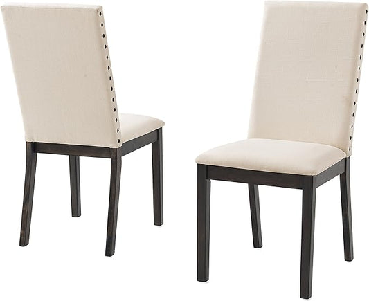 Crosley Furniture Hayden Modern Farmhouse Upholstered Wood Dining Chairs Set of 2, Slate/Crème