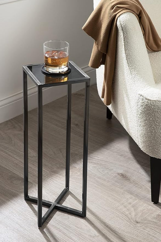 Kate and Laurel Jaspur Modern Drink Table, Gray, Decorative Glam Accent Table for Display and Storage