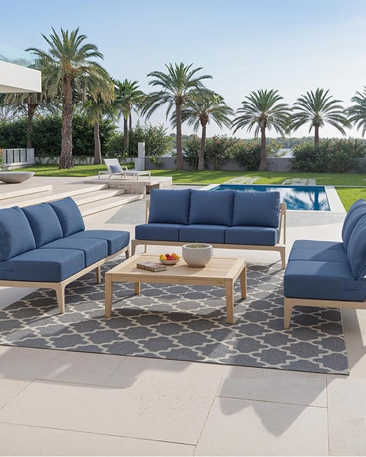 Luxury 24x24x6 Inch Outdoor Seat Cushions - Set of 2 Water Resistant Patio Chair Comfortable Cushion for Porch Set Rattan Dining Rocker Glider Loveseat Couch Sectional Sofa - Navy Blue
