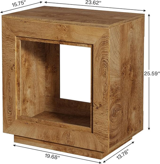 Tribesigns Rustic Brown End Table, 24" Side Table with Storage Shelf, Farmhouse Style Nightstand Bedside Table (1, Natural)
