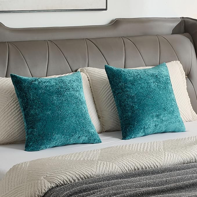 FUTEI Teal Flannel Throw Pillow Covers 12x20 Inch Set of 2,Soft Dimensional Textured Lumbar Pillow Cases,Modern Home Decor for Couch Living Room