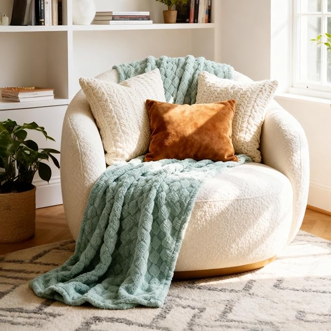 Bedsure GentleSoft Sage Green Throw Blanket for Couch - Super Soft Cozy Blankets Gifts for Women Men Girls, Cute Small Fleece Throws for Bedroom Home Decor, 50x70 Inches