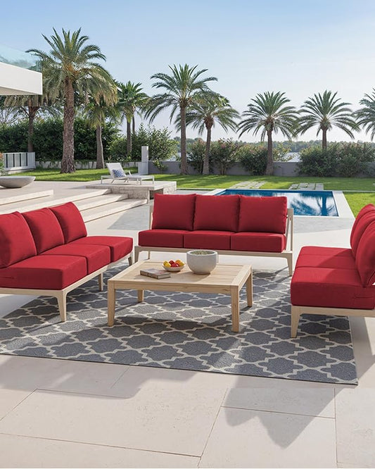 Luxury 24x24x6 Inch Outdoor Cushions - Water&UV&Fade Resistant 1 Set Zippered Patio Chair Back&Seat Cushion for Wicker Dining Rocking Swivel Chairs Loveseat Couch Sectional Sofa - Red