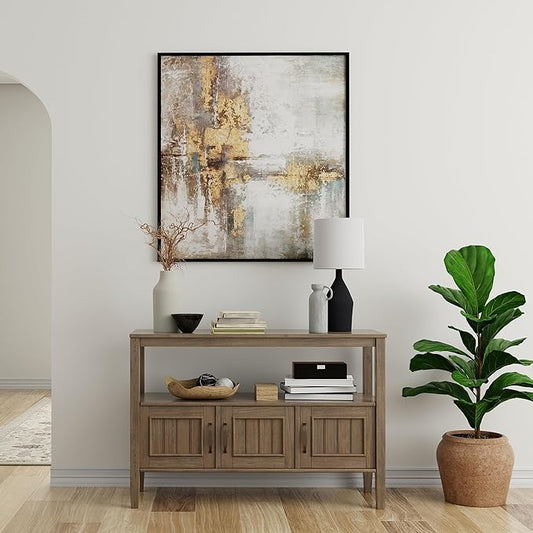 SIMPLIHOME Lev SOLID WOOD 48 Inch Wide Contemporary Console Table in Smoky Brown, For the Living Room, Entryway and Bedroom