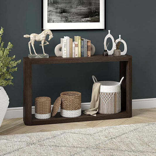 Henn&Hart 52" Wide Rectangular Console Table in Warm Brown, for Home, Living Room, Bedroom, Entertainment Room, Office