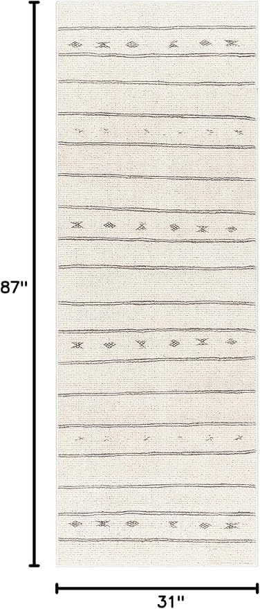 Livabliss x Becki Owens Rivi Moroccan Runner Area Rug, 2'7" x 7'3", Ivory/Black