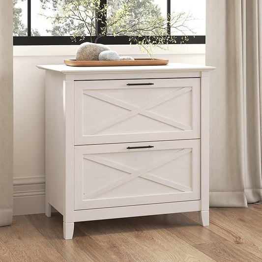 Bush Furniture Key West 2 Drawer Lateral File Cabinet in Linen White Oak, Document Storage for Home Office, Accent Chest with Drawers