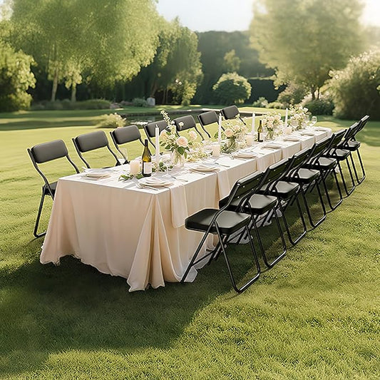 4 Pack Padded Folding Chairs with Cushion, Foldable Dining Chair Set Portable Indoor Outdoor Stackable Folding Chairs with Steel Frame for Home Office Events Wedding Party Black