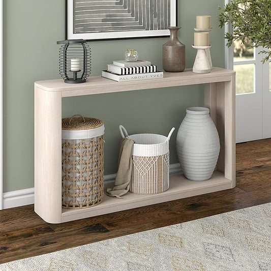 Henn&Hart 52" Wide Rectangular Console Table in Beech White, for Home, Living Room, Bedroom, Entertainment Room, Office