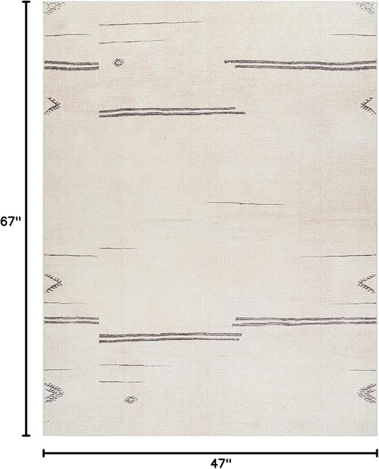Livabliss x Becki Owens Rivi Moroccan Area Rug , 3'11" x 5'7", Cream/Charcoal