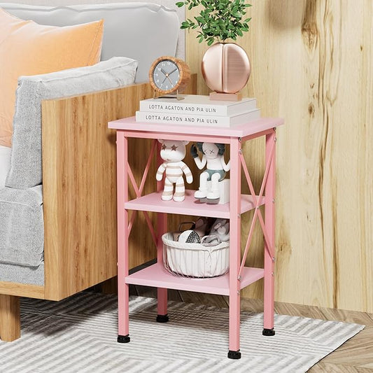 VECELO Modern Nightstands X-Design Side End Table Night Stand with Storage Shelf for Bedroom,Living Room