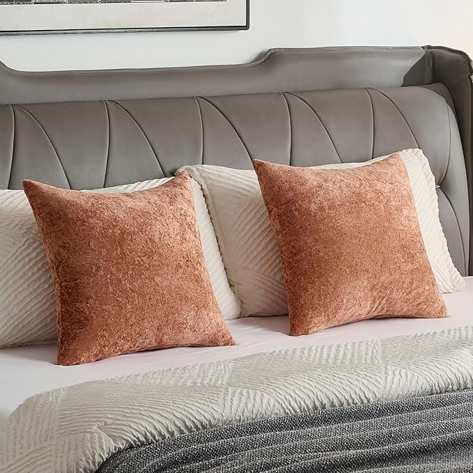 FUTEI Rust Flannel Throw Pillow Covers 12x20 Inch Set of 2,Soft Dimensional Textured Lumbar Pillow Cases,Modern Home Decor for Couch Living Room