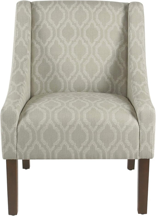 Homepop Home Decor | Upholstered Classic Swoop Arm Accent Chair | Accent Chairs for Living Room & Bedroom | Decorative Home Furniture,Tan Geometric