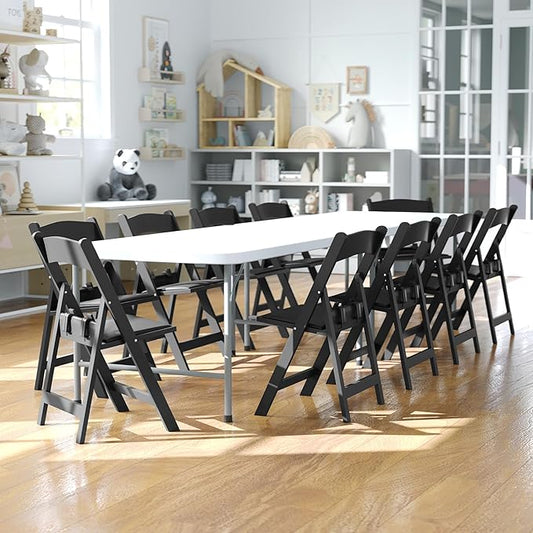 Flash Furniture Hercules Kids Black Resin Folding Chair with Black Vinyl Padded Seat