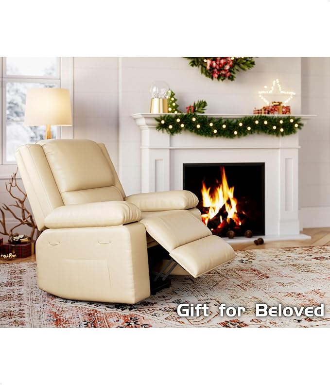 GarveeHome Power Lift Recliner Chair - Heat and Massage, Faux PU Electric Lift Recliner for Elderly & Mobility Impaired, Adjustable Back and Legs, Heavy Duty Lift Chair for Seniors