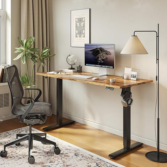 Agilestic Electric Standing Desk 40 x 24 Inches, Height Adjustable Desk, Sit Stand up for Work Office Home, Ergonomic Rising Computer Table with Memory Preset, Rustic Brown