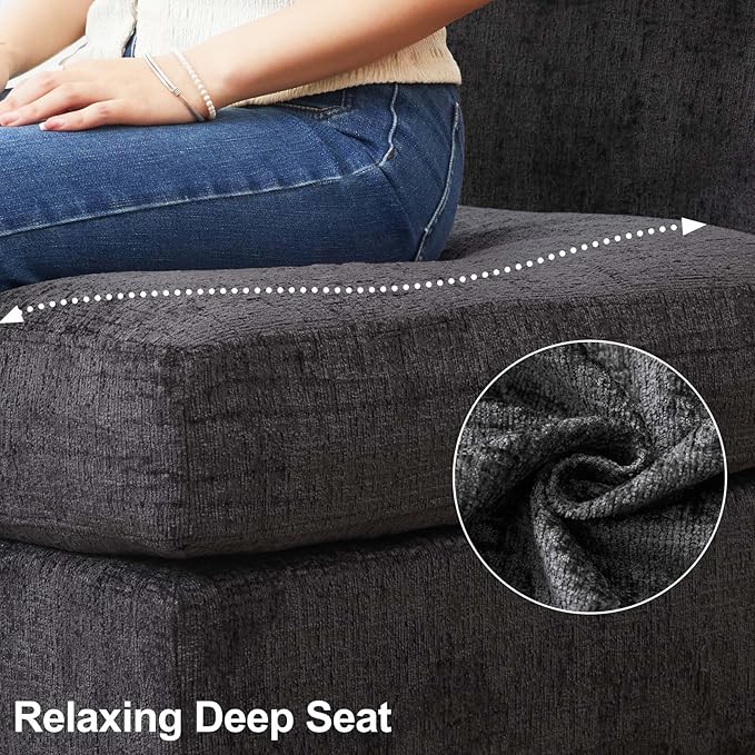 Belffin Large Modular Sectional Sofa Sleeper Sectional Couch with Storage Chenille Sectional Sofa Bed for Living Room, 9 Seats, Dark Grey