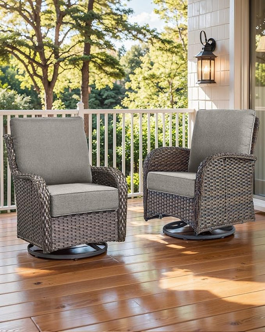 Luxury 22x24/22x25 6-Inch Outdoor Deep Seat Cushions Set of 6 - Comfortable Patio Zipper Chair Cushion for Outside Wicker Dining Rocking Swivel Chairs Loveseat Couch Sectional Sofa - Grey