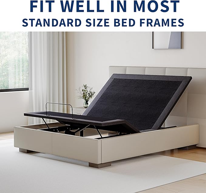Split King Adjustable Bed Base Frame,Electric Bed with Head and Foot Incline, Soft Cover & Zero Gravity & Wireless Remote with Backlight, 80"×76"×12",Black