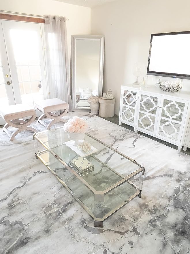 SAFAVIEH Craft Collection X-Large Area Rug - 12' x 15', Grey & Silver, Modern Abstract Design, Non-Shedding & Easy Care, Ideal for High Traffic Areas in Living Room, Bedroom (CFT877G)