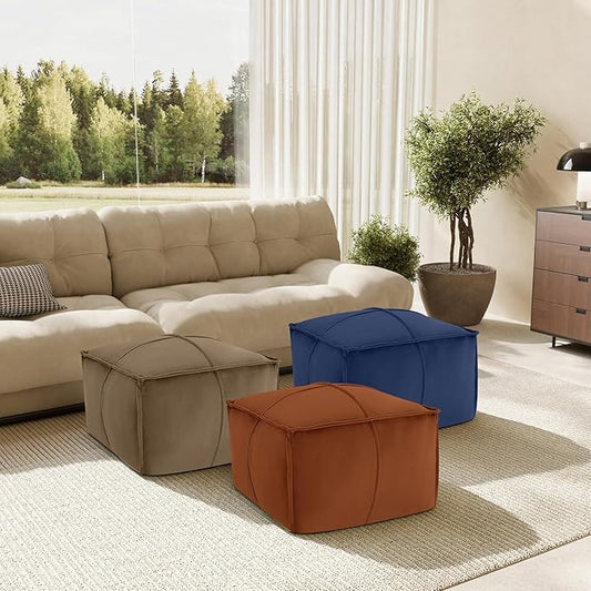 MeMoreCool Stuffed Round Pouf Ottoman Foot Rest, Floor Pouf Foot Stool with Soft Foam Chunk Filling, Small Round Ottoman Footstool Circle Footrest for Living Room