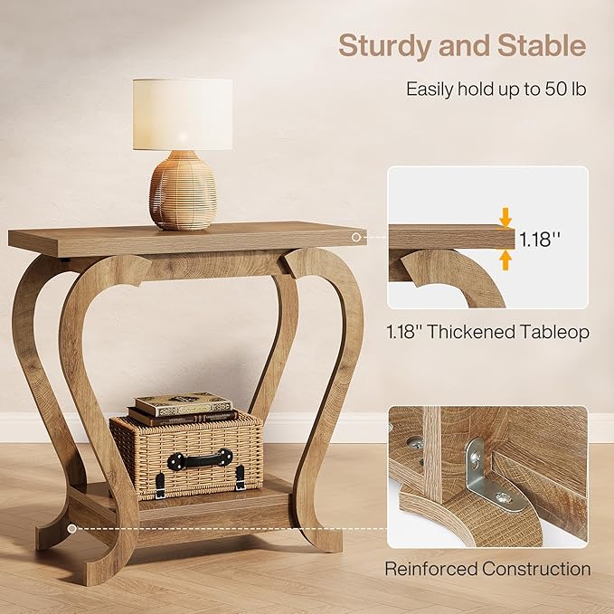 Tribesigns End Table, Narrow Wood Side Table with Storage Shelves, 2-Tier Bedside Accent Furniture for Living Room, Small Spaces, Bedroom, Brown (1, Brown)
