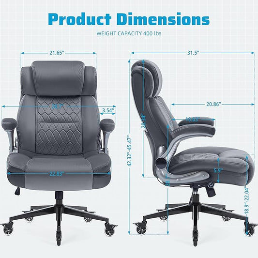 Large High Back Office Chair with Flip Arms- Executive Desk Chair with Locking Wheels, Adjustable Lumbar Support, Ergonomic Breathable Fabric Computer Chair Prevents Cats Scratching