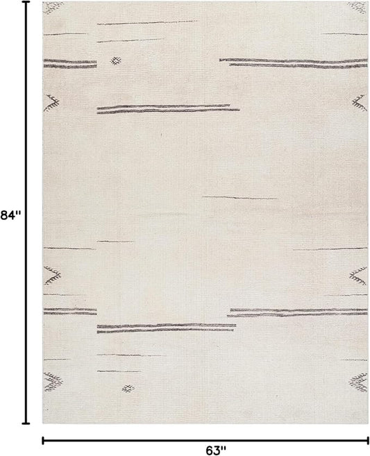 Livabliss x Becki Owens Rivi Moroccan Area Rug , 5'3" x 7', Cream/Charcoal
