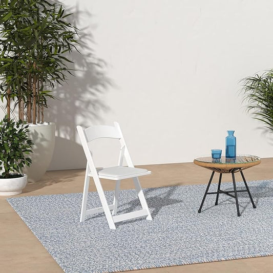 SIMPLEX 8 White Folding Chairs – Resin Stackable Foldable Chairs with Padded Seats – Comfortable White Folding Chairs for Indoor/Outdoor Events – Lightweight Resin Chairs (8 Pack)