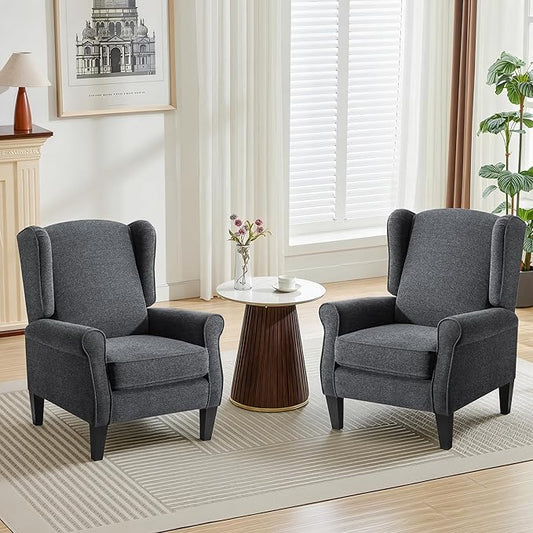 Accent Chair for Living Room Set of 2, High Back Reading Armchairs with Removable Seat Cushion, Mid-Century Single Couch in Fabric, Modern Ergonomic Wingback Chair for Bedroom,Club, Balcony