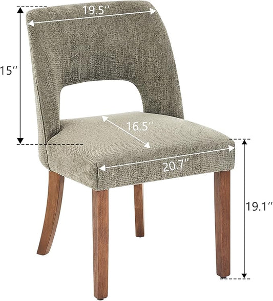 VKNOW Wooden Dining Chairs Set of 6, Modern Fabric Upholstered Dining Room Chair Kitchen Chairs, Farmhouse Dinner Chair for Kitchen Dining Room, Green