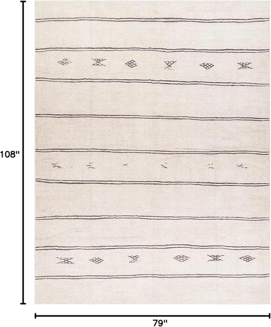 Livabliss x Becki Owens Rivi Moroccan Area Rug , 6'7" x 9', Ivory/Black