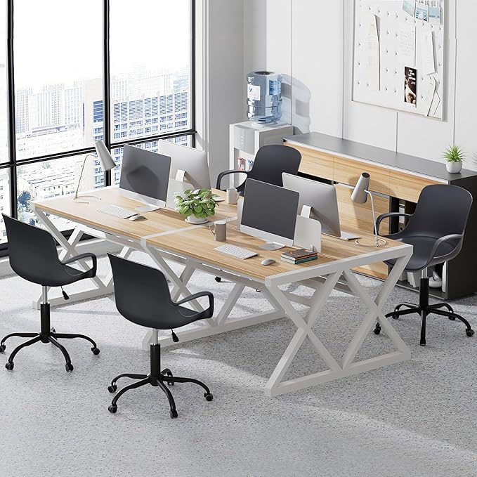 VECELO Mid-Back Chair for Desk with Armrests, Height Adjustable, 360°Swivel Wheels for Home Office Computer Study Work, Black
