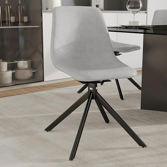 LeisureMod Markley Swivel Leather Dining Side Chair with Durable Iron Legs – Comfortable Accent Chair for Kitchen, Dining Room, or Office Set of 4