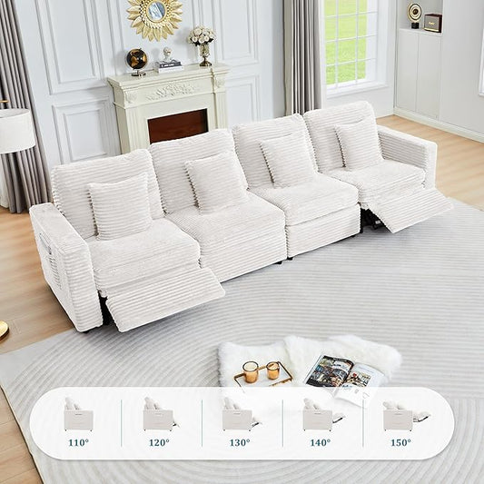 ORRD Modern Armless Power Recliner Sofa Seat for Modular Sectional Couch for Living Room-White