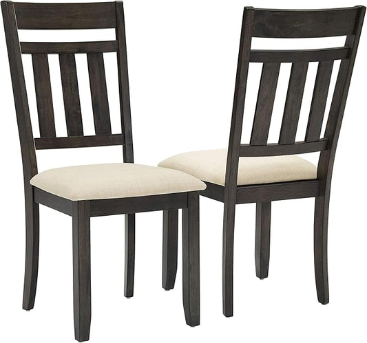 Crosley Furniture Hayden Modern Farmhouse Slat Back Wood Dining Chairs Set of 2, Slate/Crème