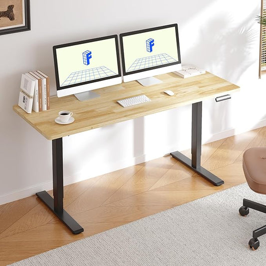 FLEXISPOT E3 Solid Wood Dual Motor 71 x 30 Electric Standing Desk Sit Stand Desk, Holds 220 lbs, Adjustable Height w/Memory Presets, Butcher Block Rubberwood Desktop & Black Frame, Ships in 2 Boxes