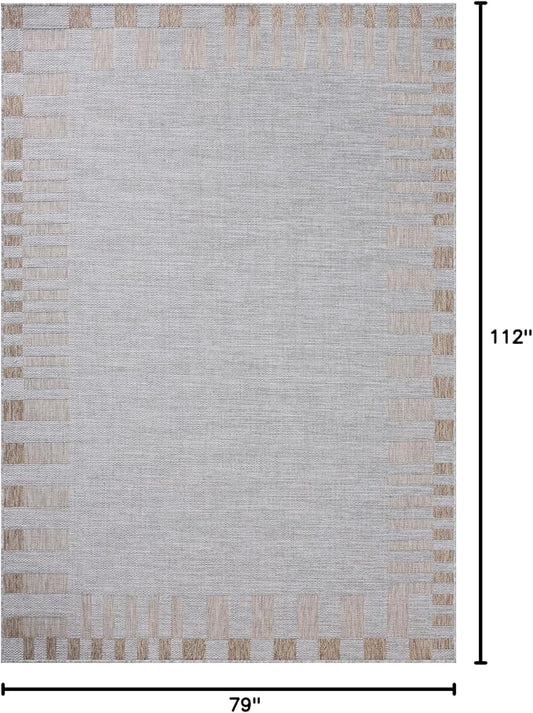 Loloi Amber Lewis Topanga Collection TOP-08 Silver/Natural 6'-7" x 9'-4" Indoor/Outdoor Area Rug