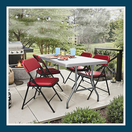 OEF Furnishings OEF800 Series Premium Heavy-Duty Plastic Folding Chairs, Lightweight, Durable Seating for Indoor and Outdoor Use, 500 lb Capacity (4-Pack, Red Plastic with Black Frame)