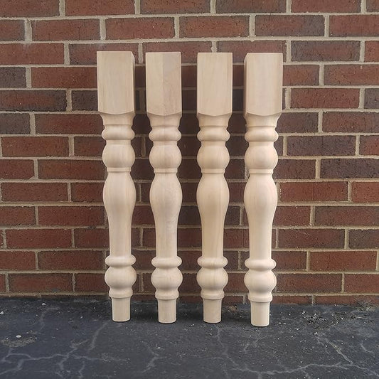 DESIGN 59 Unfinished Cottage Farmhouse Dining Table Legs- Set of 4 Turned Legs inc