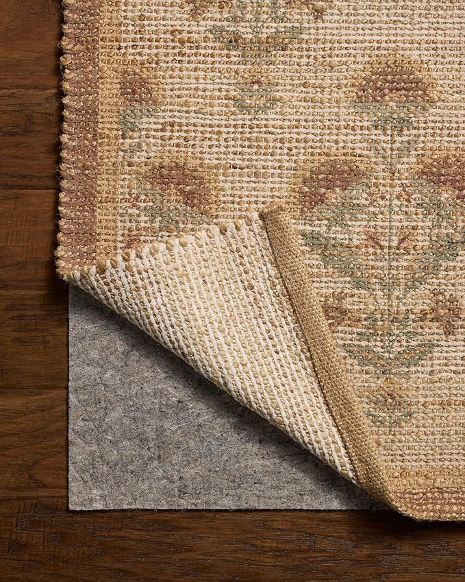 Loloi Chris Loves Julia Rue Collection RUE-01 Wheat/Sage 5'-0" x 7'-6" Area Rug Jute Neutral Floral Living Room Bedroom Rug