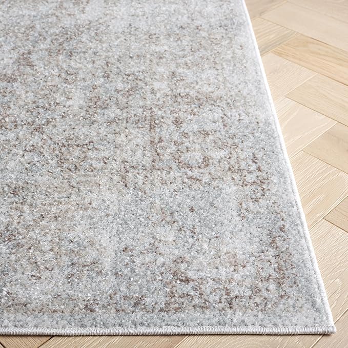 SAFAVIEH Evoke Collection Area Rug - 5'3" Square, Ivory & Taupe, Distressed Design, Non-Shedding & Easy to Clean, Ideal for Living Room, Bedroom, Dining Space (EVK256E)
