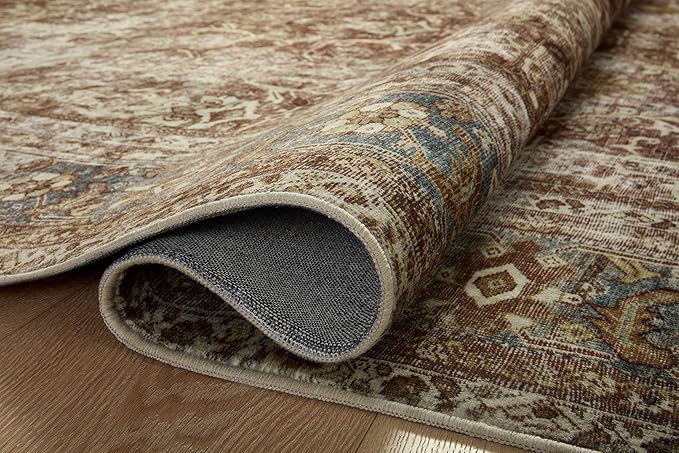 Loloi Magnolia Home by Joanna Gaines Sinclair Collection SIN-01 Rust/Lagoon 7'-6" x 9'-6", .25" Pile Height, Machine Washable, Area Rug