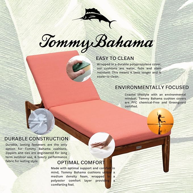 Tommy Bahama Chaise Cushion, 23" X 75" X 2.5", Bamboo Bay Mango