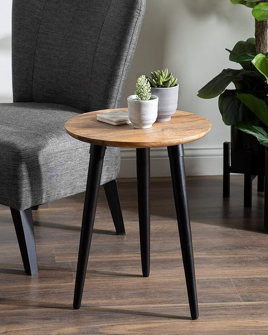 Kate and Laurel Rumsen Farmhouse Side Table, 16 x 16 x 21, Natural and Black, Sophisticated Modern Pedestal End Table for Storage and Display