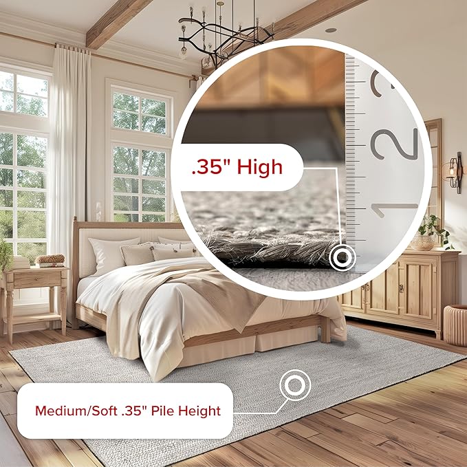 nuLOOM 6x9 Rigo Jute Hand Woven Area Rug, Grey, Solid Farmhouse Design, Natural Fiber, For Bedroom, Living Room, Dining Room, Hallway, Office, Kitchen, Entryway