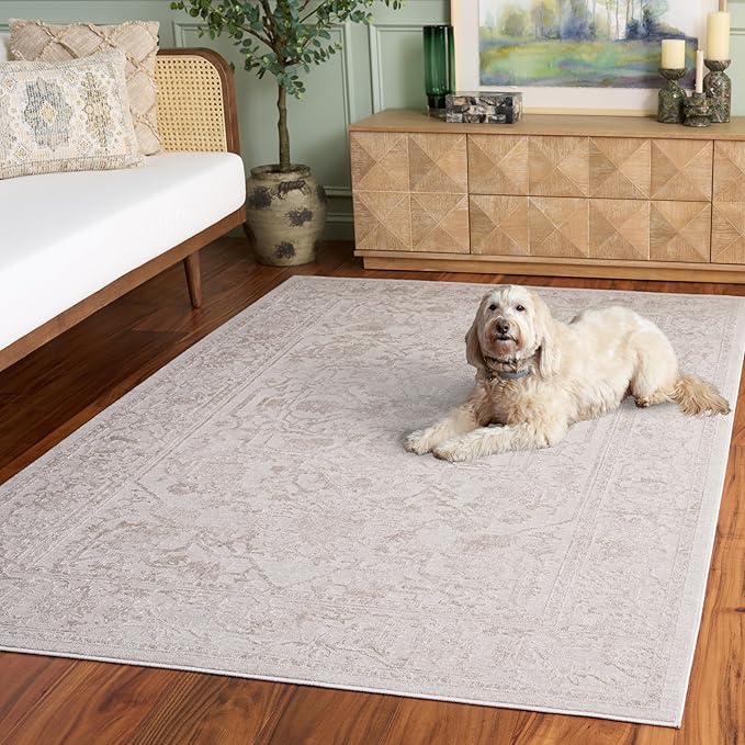 SAFAVIEH Area Rug 3' Square - Reflection Collection - Cream & Ivory, Non-Shedding & Easy Cleaning, Ideal for Living Room, Bedroom (RFT665D)